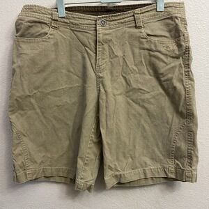 Kuhl Women's Hiking Shorts Size 14‎ Khaki Tan Pockets Canvas 9" Inseam Mid Rise